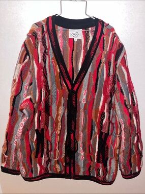 Vtg Cuggi/Coogi 3D knit wool cardigan. Size small.